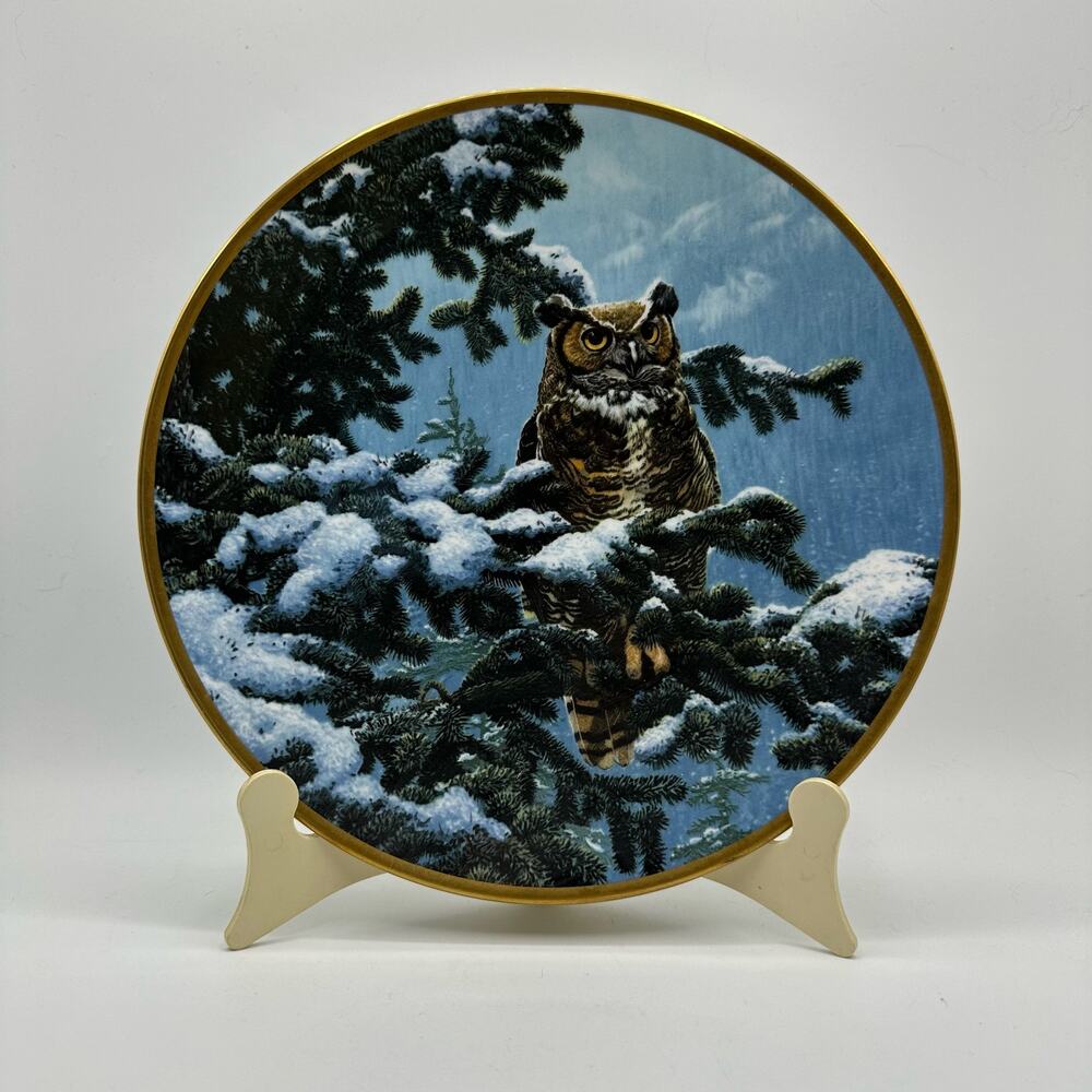 Vtg Spode Hamilton Noble Owls of America Winter Vigil Seerey-Lester Plate 1986